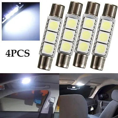 4x HID 3-SMD 31mm 6641 Fuse White LED Lights Bulbs Vanity Mirror Sun Visor Lamp • $7.02