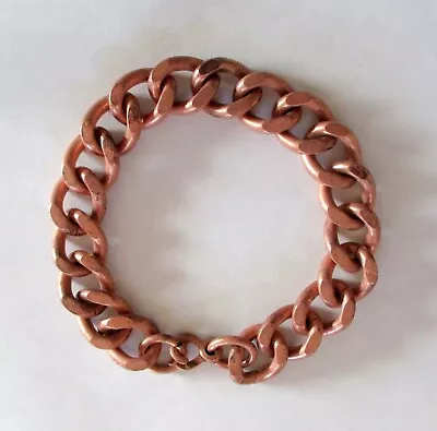 Vintage Copper Heavy Curb Link Chain Bracelet ~ 7.75  Inches ~ Lobster Clasp • $14.50