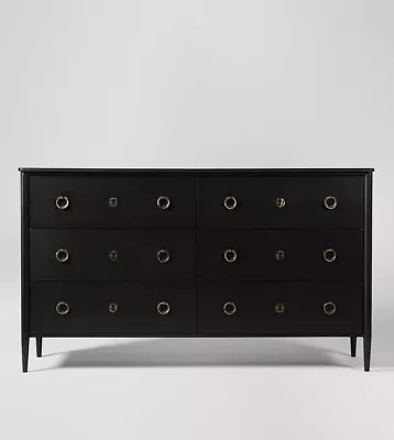 Swoon Reyna Charcoal Mango Wood & Brass Chest Of Drawers - RRP £1119 • £624.99