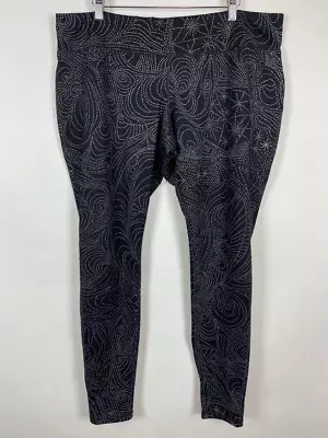 Mossimo Womens Leggings Pants Black Mid Rise Stretch Abstract Pull On XXL • $16.99