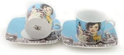 Impression Shanghai Set Of Two 250cc Cappuccino Cups & Square Saucers In Gift Bo • £15
