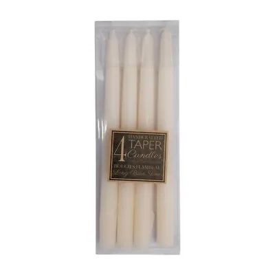 Pack Of 4 Elegant Handcrafted Ivory Cream Taper Dinner Candles 24 Cm / 10   • £7.95