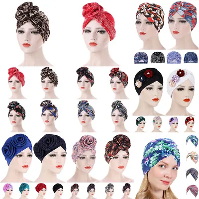 Women Hair Loss Scarf Cancer Chemo Cap Muslim Turban Hat Hijab Head Wraps Band • £2.69