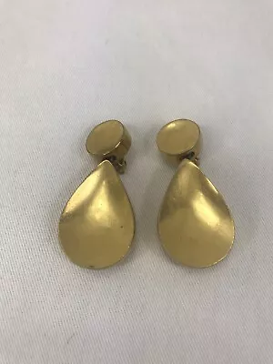 Steve Vaubel Earrings 14K Yellow Gold Plated Vermeil Drop Large Clip-on Handmade • $225