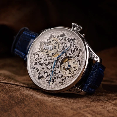 $3850 • Buy Mens Skeleton Wristwatch Custom Made Of Antique Vintage Swiss Mechanical Watch