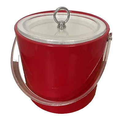 $15.99 • Buy Vintage Georges Briard Ice Bucket~Red~ With Lid Mid Century Modern Insulated