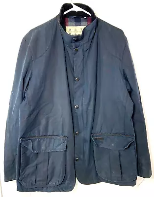 Men's Barbour Leeward Wax Navy Blue Jacket Size XL (449) • $79.99