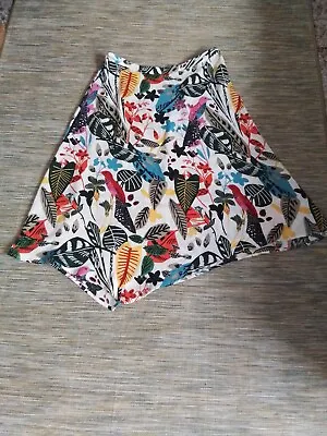 £7 • Buy Per Una Multicoloured Irregular Hem Tropical Print Skirt Size 14