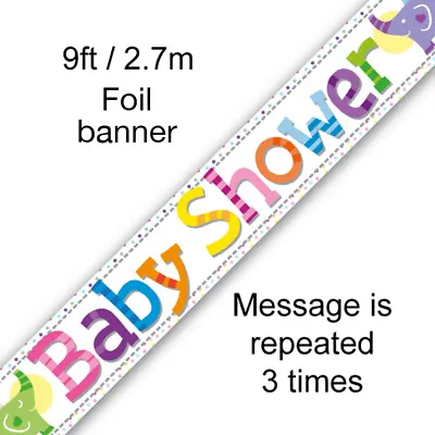 Baby Shower 9ft Holographic Foil Party Banner Decoration • £1.86