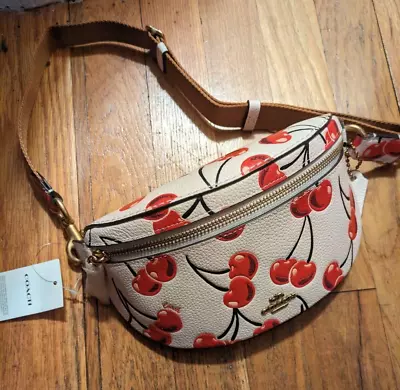 NWT Coach Bethany Cherry Print Chalk/Red Cream Fanny Pack Belt Bag • $140