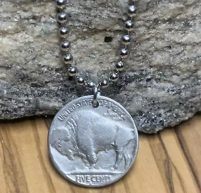 Vintage 1927 Buffalo Native Nickel Necklace Chief Coin Pendant Great Gift 🎁 A1 • $16.99