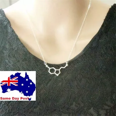 Women's Mens Serotonin Love Molecule Necklace Jewellery Chemistry Pendant Chain  • $5.76