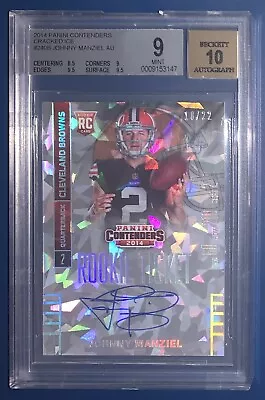 2014 Johnny Manziel Contenders Cracked Ice Rookie Ticket Auto RC 18/22 BGS 9/10 • $88