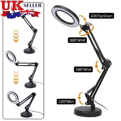 Beauty Glass With Magnifying Light Magnifier Lamp Clamp LED Lamp Desk Stand • £15.99