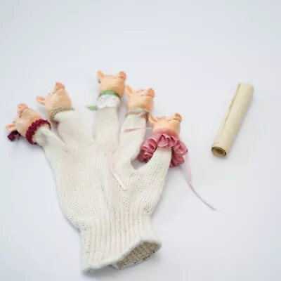 Vintage This Little Piggie Ceramic Pigs Glove Hand Puppet Story Time Mitt Toy • $39.95