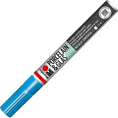 Marabu Porcelain/Glas Painter Marker Pen 1-2mm Metallic Blue • £6.79