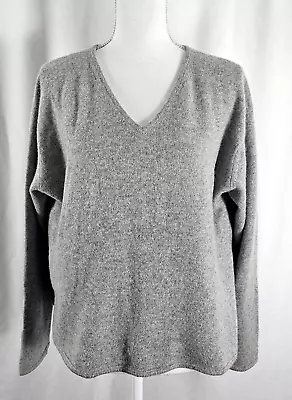 J Jill Womens Pullover V Neck Sweater Boxy Gray Pure Cashmere Medium • $29.99