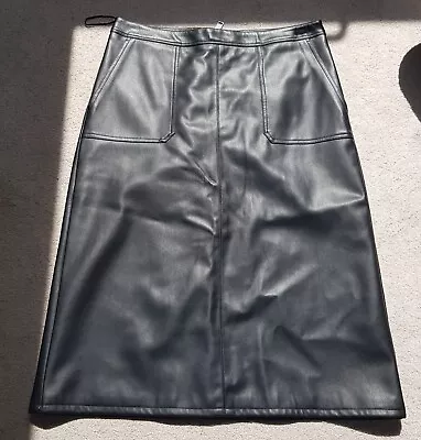 Black Faux Leather A Line Skirt.  Marks And Spencers • £0.99