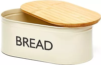 RoyalHouse Premium Metal Bread Box With Bamboo Lid Stainless Steel Large Bre... • $33.60