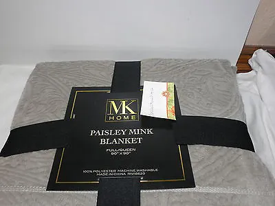 New MK Home Paisley Mink Full/Queen Blanket 90x90 ~ Taupe  NIP • $55