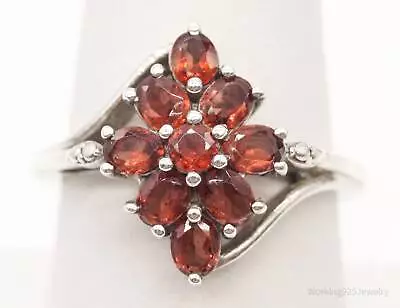 Vintage Garnet Sterling Silver Ring - Size 7.75 • $80