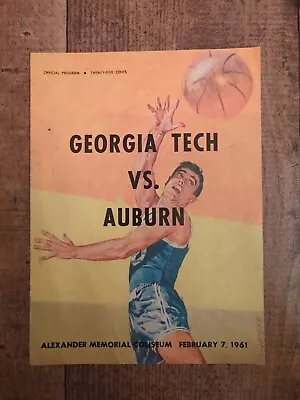 Vintage Georgia Tech Vs Auburn Feb. 7th 1961 Basketball Game Official Program  • $39.99