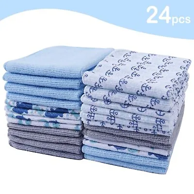 24 Pack Baby Bath Towels Super Soft Baby Bath Washcloths For Newborn 23 X 23 CM • £12.99