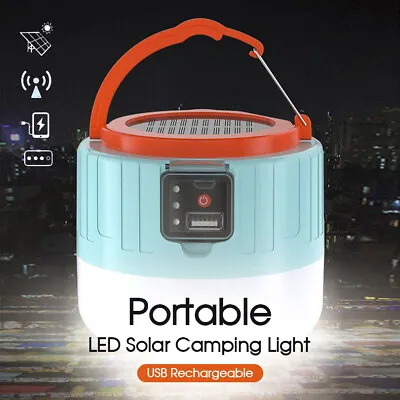 $16.49 • Buy Portable LED Solar Camping Light Lantern Outdoor Tent Lamp USB Rechargeable AU