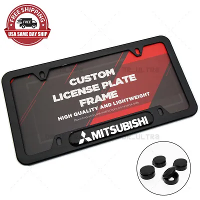 Gloss Black Front Rear Mitsubishi Sport License Plate Frame Protect Cover Gift • $14.99