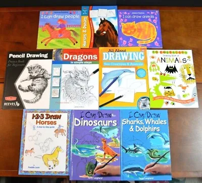 Lot 10 DRAWING ACTIVITY Books HOW TO DRAW Animals Art Usborne Ed Emberley L4 • $34.99