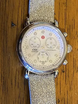 Michele CSX SS/Diamond Chronograph Pearl Dial 36mm Ladies Quartz Watch • $199