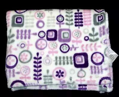 Little Miracles Purple Grey White Pink Flowers Circles Baby Blanket Costco 30x44 • $33.95