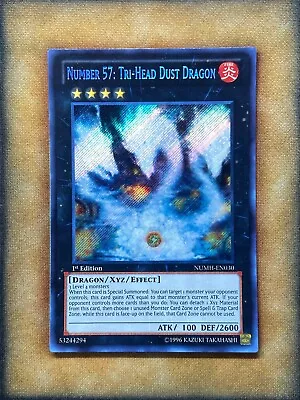 Yugioh Number 57: Tri-Head Dust Dragon NUMH-EN030 Secret Rare 1st Ed NM • $2.99