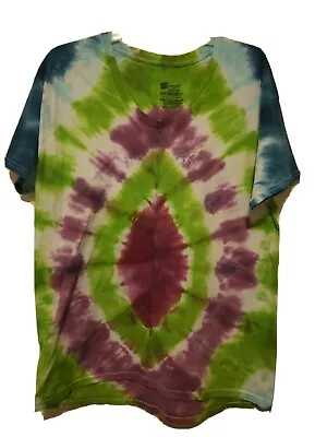 $8.96 • Buy Hanes Comfort Soft Mens T-Shirt Multicolor Tie Dye V Neck 100% Cotton  Large