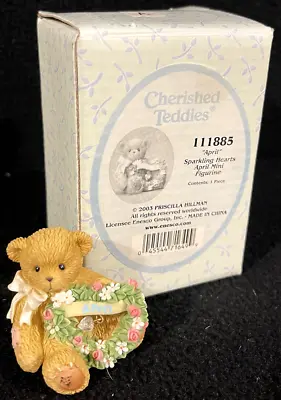 Cherished Teddies 111885 April Sparkling Hearts April Mini 2  Figurine Bear • $21.23