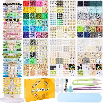 4 Box 13000 Clay Beads And 1220 Charms Clay Beads For Bracelet Making Kit For • £18.80