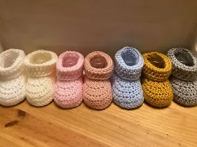 £5.40 • Buy Handmade Crochet Baby First Shoes Girl Baby Boy Booties Shoes Casual Slippers