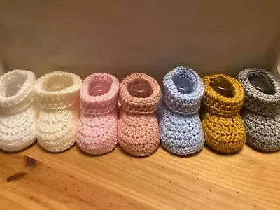 £5.40 • Buy Handmade Crochet Baby First Shoes Girl Baby Boy Booties Shoes Casual Slippers