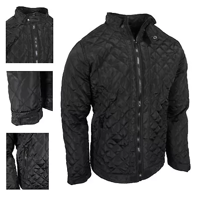 Diamond Quilted Jacket Mens Puffer Zip Up Pockets Adjustable Cuff Inside Carry • $26.95