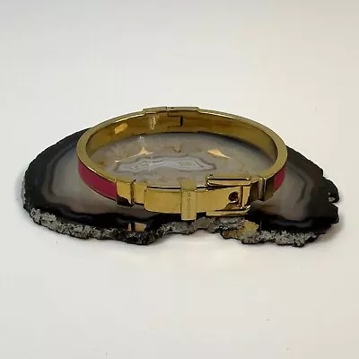 Designer Michael Kors Gold-Tone Pink Enamel Buckle Bangle Bracelet • $35.10