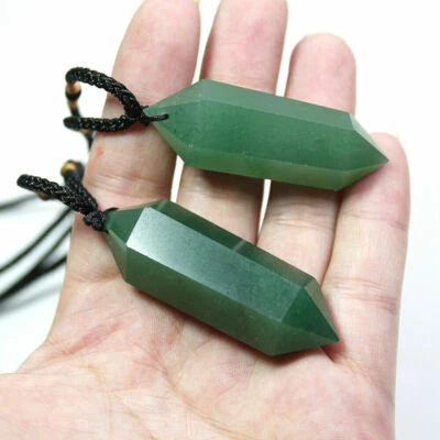 $4.69 • Buy Natural Crystal Quartz Stone Pendulum Hexagonal Pendant Reiki Healing Necklace