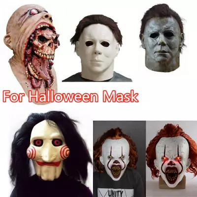 Halloween Latex Mask Horror Full Head  Pennywise IT Michael Myers Face Masks SST • £5.79