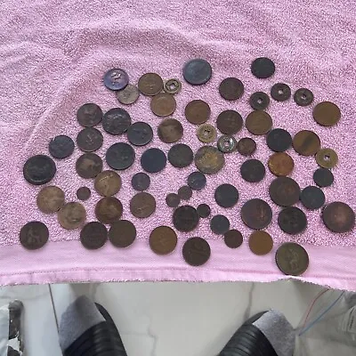 £42.50 • Buy Lots Of Old Copper Coins And Cash Coins 63 Coins