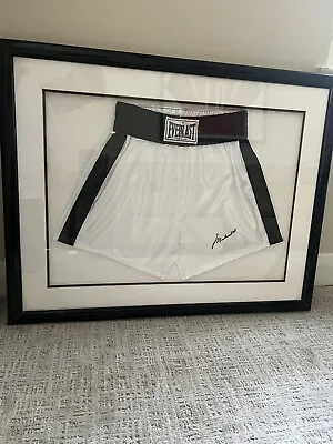 Muhammad Ali Signed Boxing Trunks Custom Framed Global Fundraising Fou COA  • $999