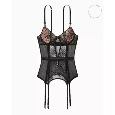 Victoria’s Secret Very Sexy Flocked Dot Merry Widow Lace Lingerie Boned Corset M • $45