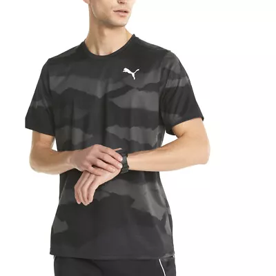 Puma Printed Crew Neck Short Sleeve Training T-Shirt Mens Black Casual Tops 5215 • $12.99