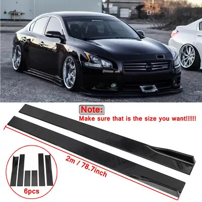 For Nissan Maxima 78.7'' Side Skirt Splitter Extension Rocker Panel Glossy Black • $94.25