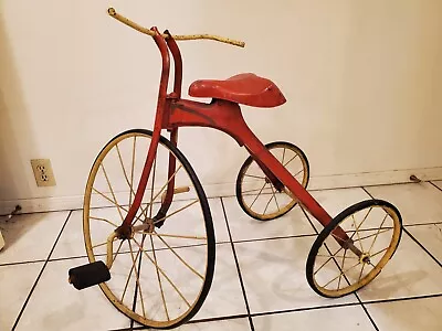 Antique Steel Red Tricycle Circa 1900 Collectors Item • $95