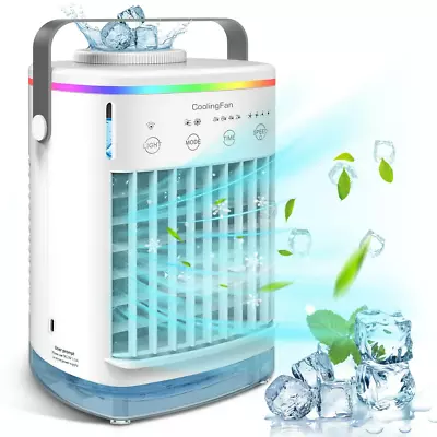Mini Portable Air Conditioner Evaporative Cooler Humidifier 4 Speeds 7 LED • $46.04