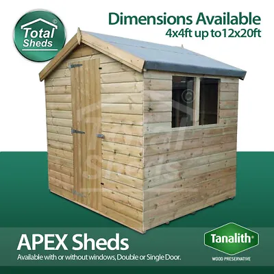 Total Sheds Garden Apex Shed Pressure Treated Tanalised Wooden T&G Timber • £561.19